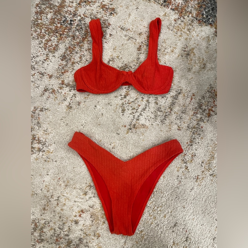 Abercrombie red terry cloth bikini